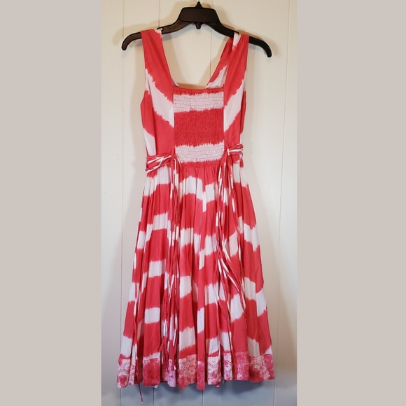 Sundance Island Rhythms Red Orange Tie Dye Fringe Midi Dress NWT Size 4 - Picture 12 of 12